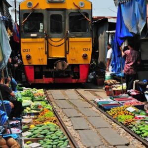The Railway Market at at Samut Songkhram